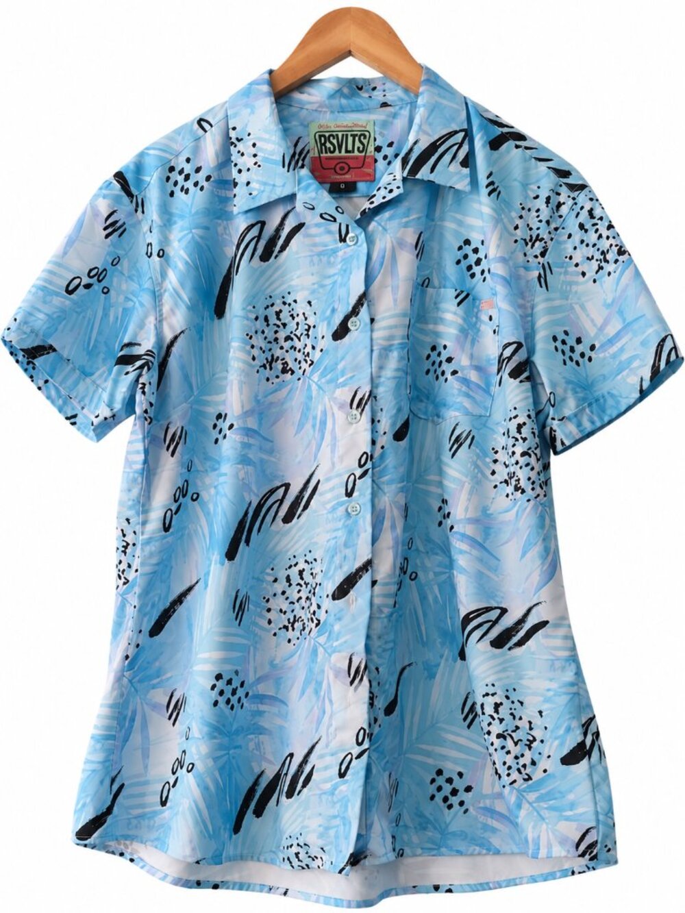 RSVLTS Blue Abstract Print KUNUFLEX Stretch Short Sleeve Button Up Shirt XL